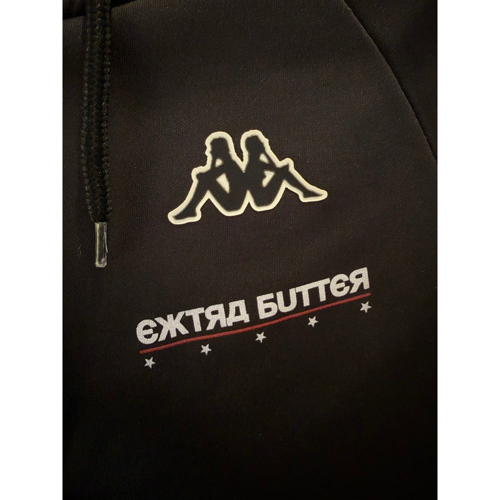 Kappa x Extra Butter x Gosha Black Cropped Zip Hoodie Logo Tape Women's Small - Picture 4 of 7